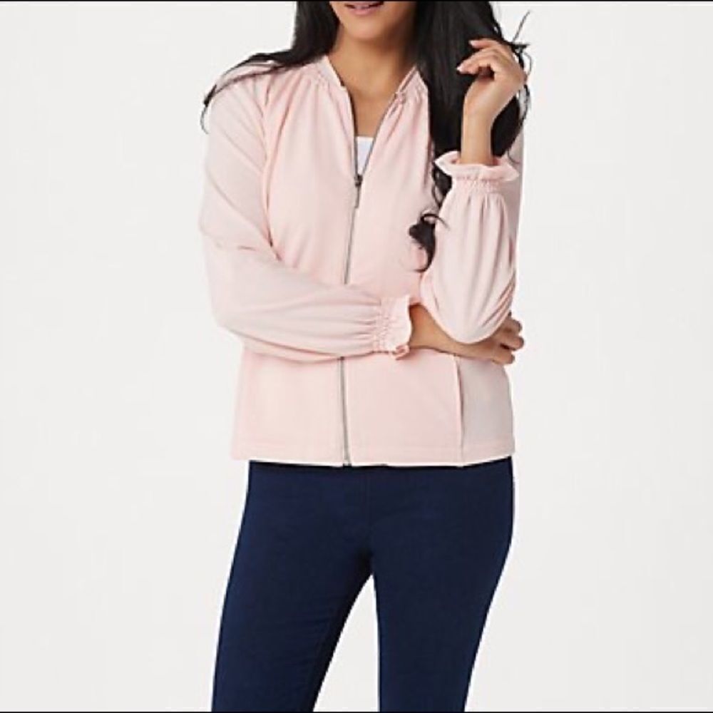 H by Halston Knit Bomber Ruching Jacket